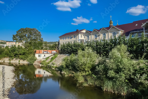 Compound Holy Trinity Sergius Lavra. River Mezyb. Krasnodar region. Russia