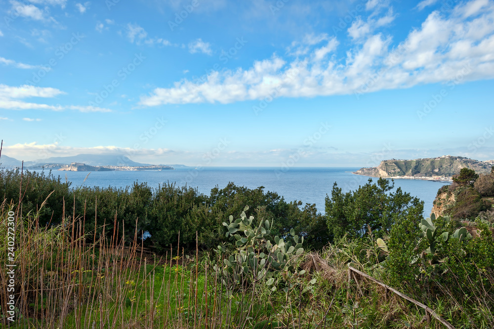 islands of procida and ischia seen from cape miseno.