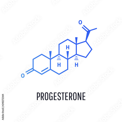 Progesterone female sex hormone molecule isolated on white background.  Vector icon.