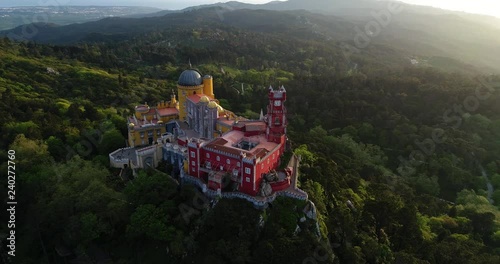Aerial View of the Pena Palace (Palacio da Pena) in Sintra, Portugal
