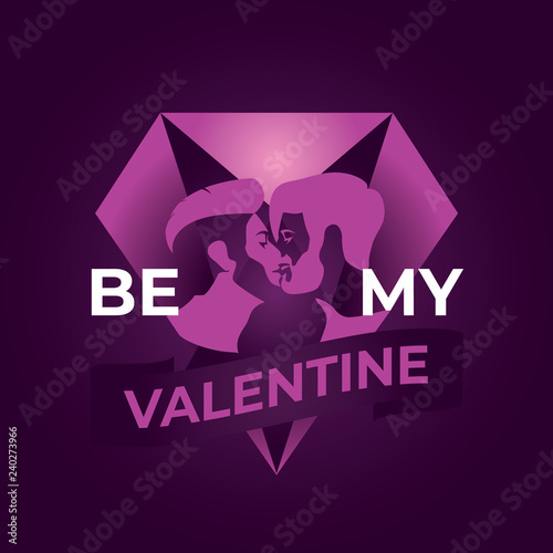 LGBT pride concept. Support for Gay Couples. Love for Valentine's day.  Be my Valentine. Kiss Couple