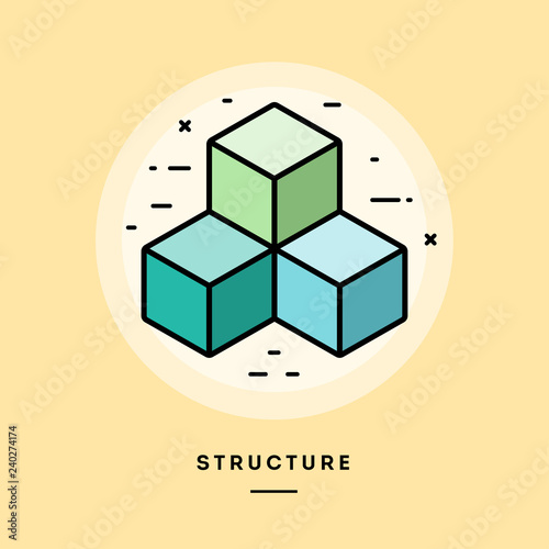 Structure, flat design thin line banner, usage for e-mail newsletters, web banners, headers, blog posts, print and more. Vector illustration.
