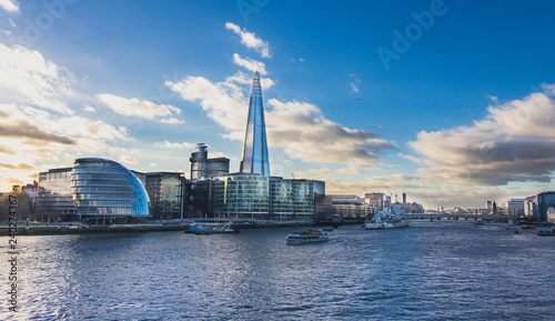 View of Thames River from London Tower Bridge - Stock image