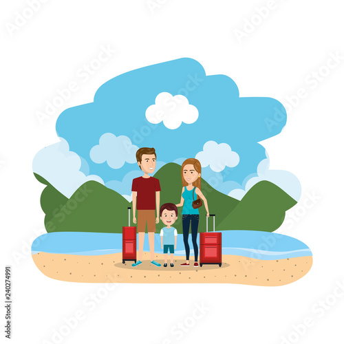 group of family on the beach