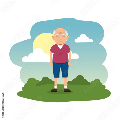 old man in the camp scene