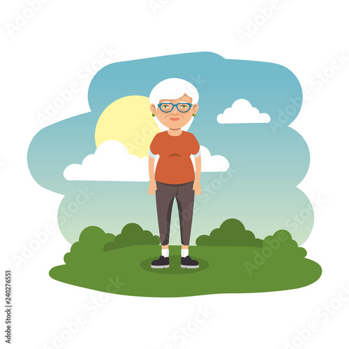 old woman in the camp scene