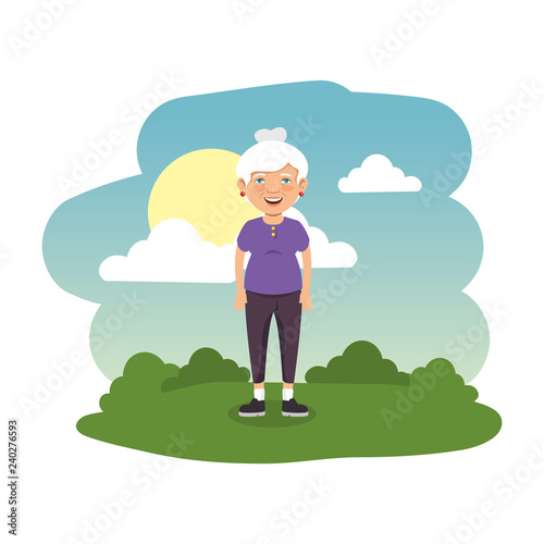 old woman in the camp scene