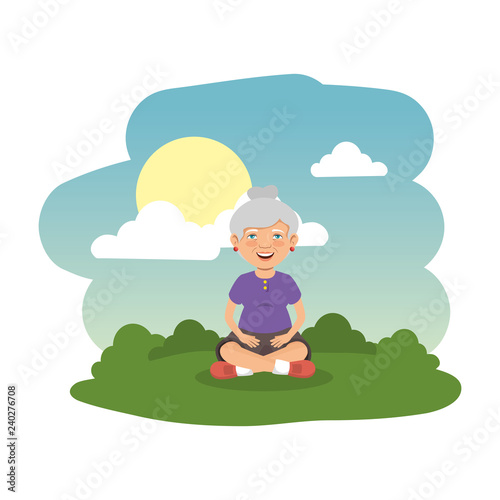 old woman in the camp scene