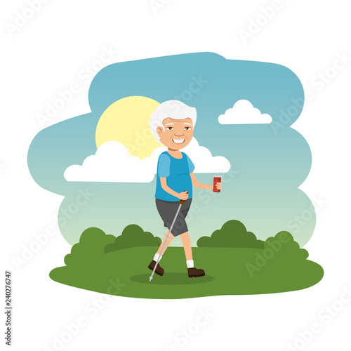 old man in the camp scene