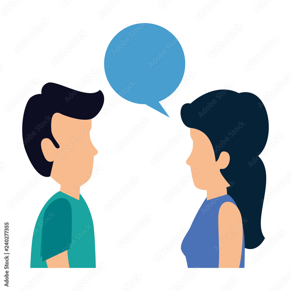 Fototapeta premium couple with speech bubble avatars