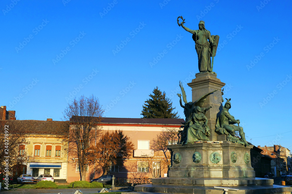 Monument and buildings of the Reconciliation Park of Arad, Romania, Europe