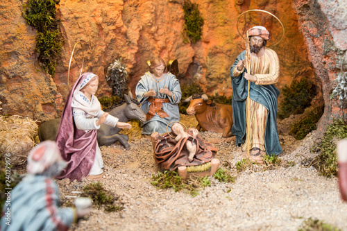 Pesebre de navidad con Jesus,Maria y José. photo