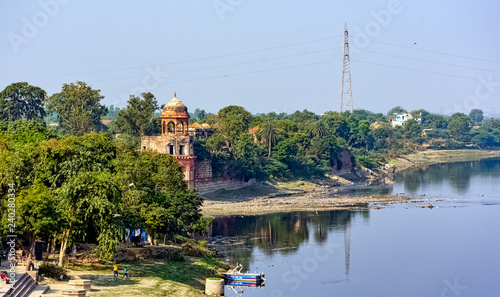 Panoramic view of Yamuna River in Agra, Uttar Pradesh, India
