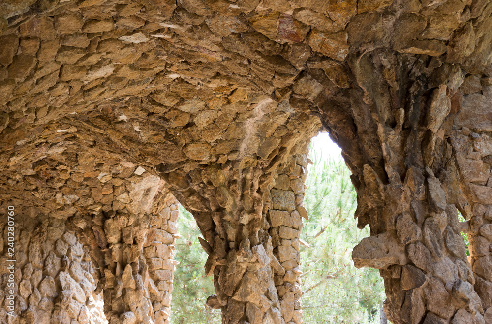 Barcelona. Colonnade in Park Guell