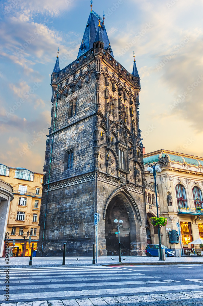 The Powder Gate in the Old Town of Prague, Czech Republic, no pe