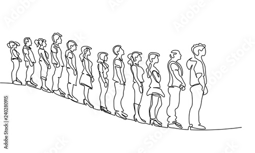 Group of people waiting in line silhouette
