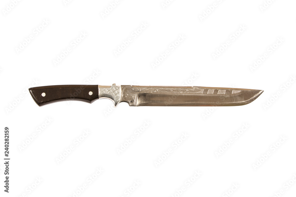 Hunting dagger knife with decorative shell isolated on a white background. Vintage dagger on white background. Dagger mockup on white. Hunting dagger knife with decorative shell isolated on a white background. Vintage dagger on white background. Dagger mockup on white.