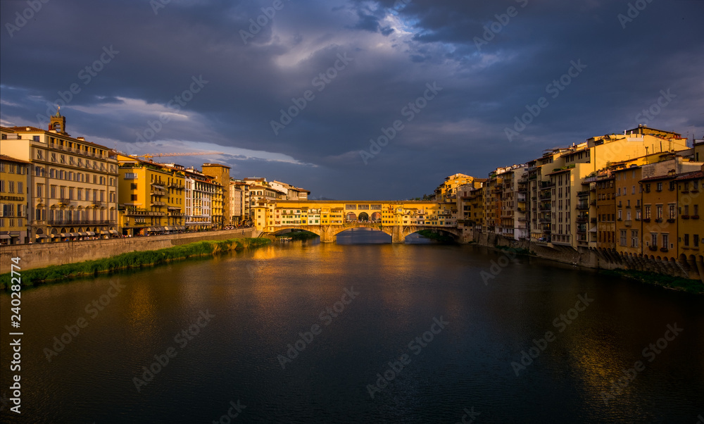 Ponte Vecchio Bridge. The historic center of Florence. Tuscany Italy.