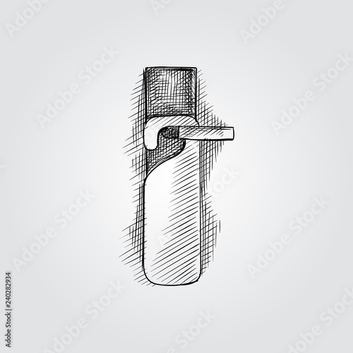 Hand Drawn door hanger Sketch isolated on white background. Vector of Hotel elements In Trendy Style. Engraving style pen pencil crosshatch.