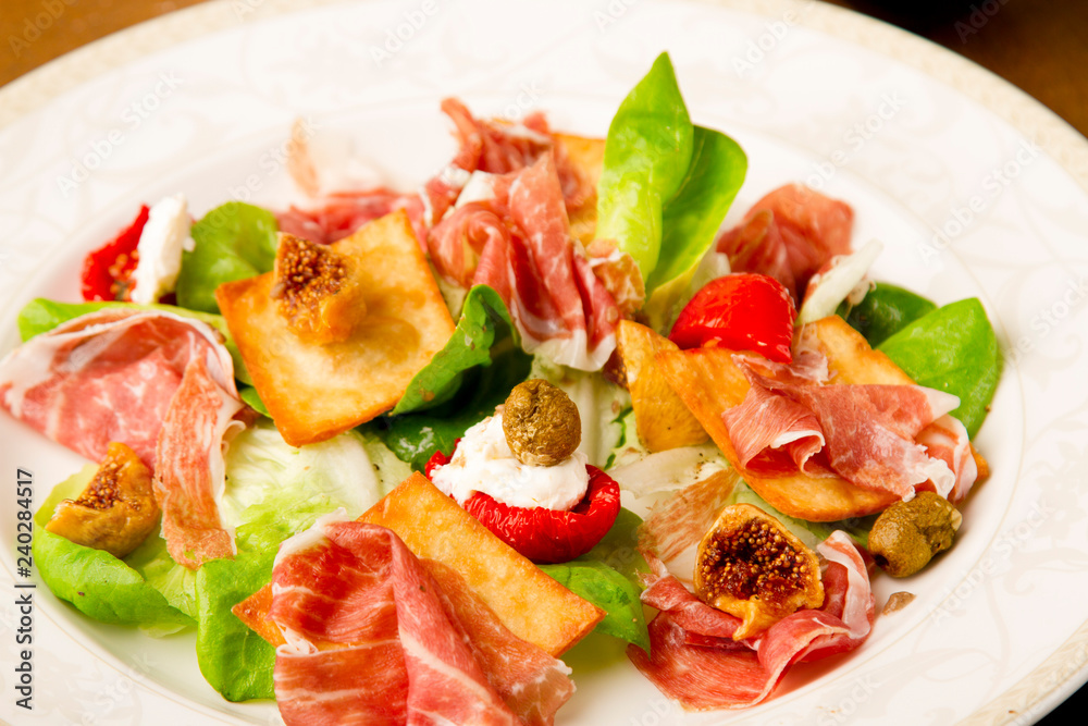 jamon prosciutto with fig quail poached egg and dried olives jamon prosciutto with fig quail poached egg and dried olives