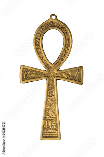 Egyptian symbol of life Ankh isolated on white background. Close up image. photo