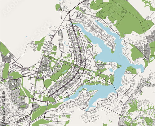 map of the city of Brasilia, capital of Brazil
