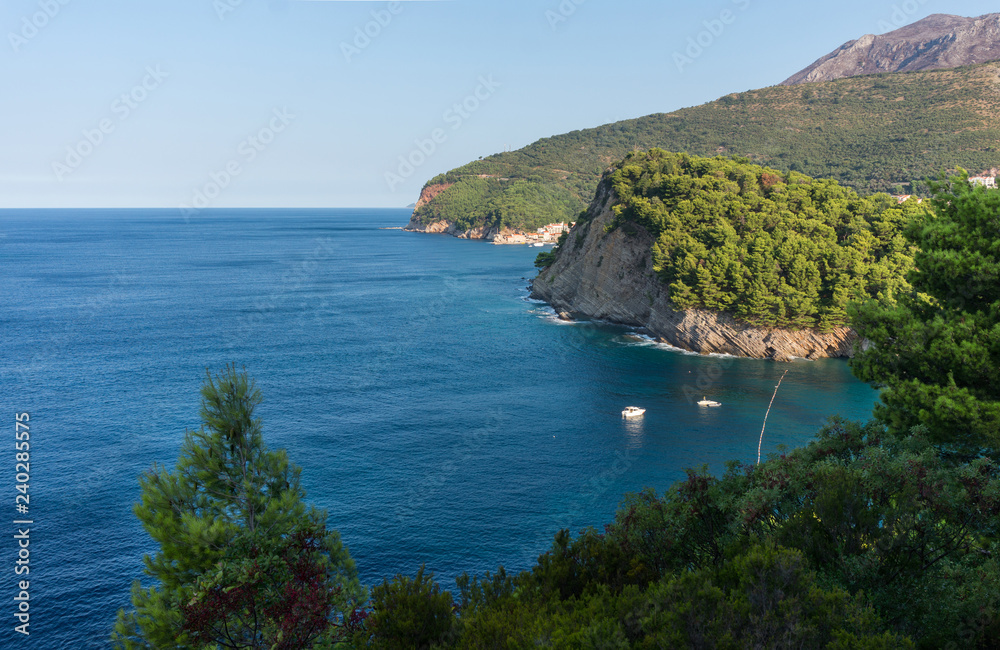 Scenic view of the sea and mountains, Montenegro