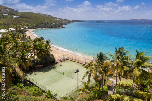 Caribbean coast with tennis court