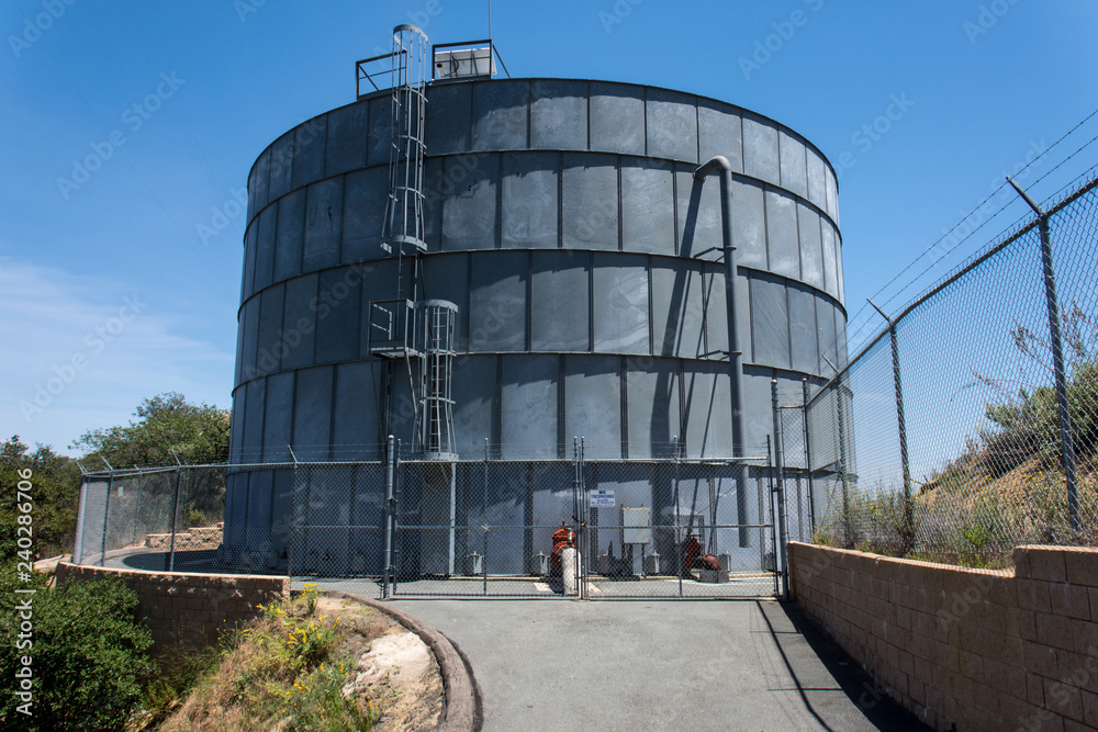 Water tank on a hill in Southern California