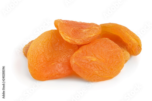 Dried apricots isolated on white background closeup