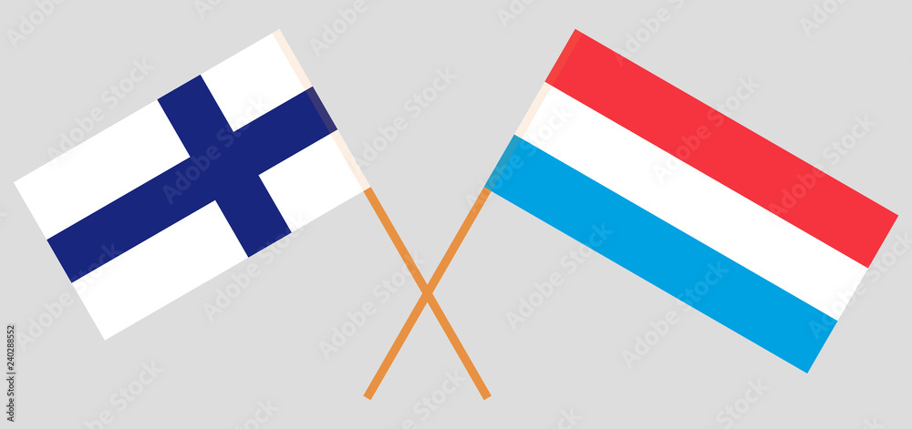 Luxembourg and Finland. The Luxembourgish and Finnish flags. Official proportion. Correct colors. Vector