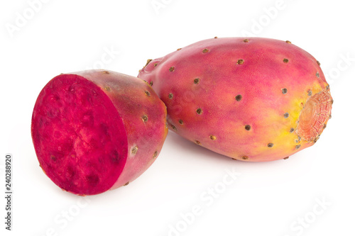 red prickly pear or opuntia isolated on a white background