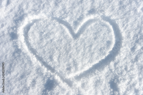 Heart drawn in the snow