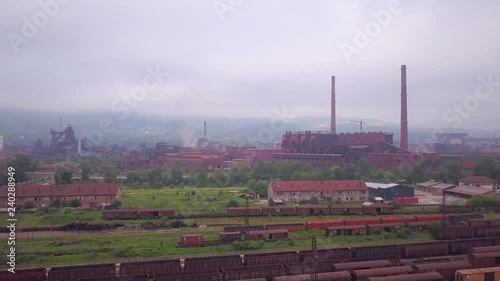 a factory aerial rising footage