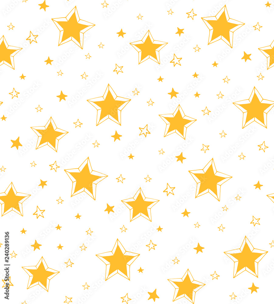 Seamless pattern hand-drawn yellow stars. Seamless pattern hand-drawn yellow stars.