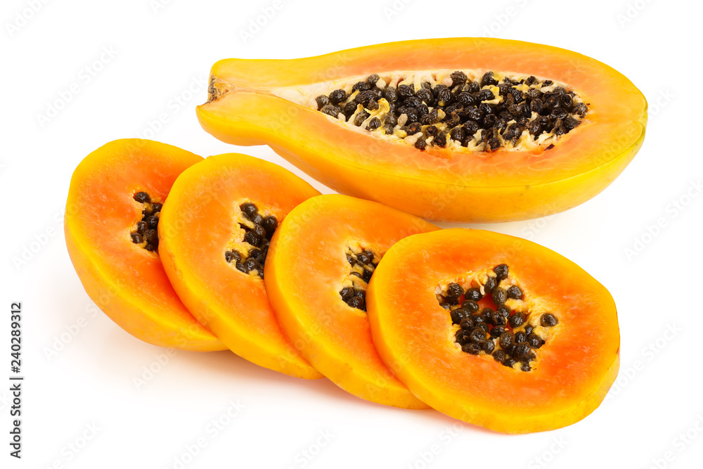ripe slice papaya isolated on a white background