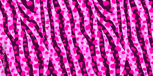 Neon pink animal mix seamless pattern. Exotic background.