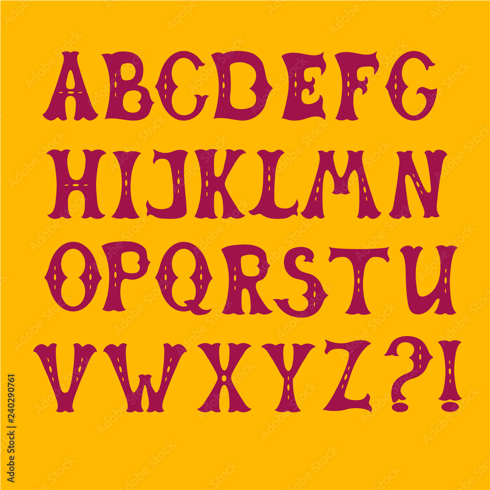 Hand drawn letters set english alphabet mexican style Hand drawn letters set english alphabet mexican style