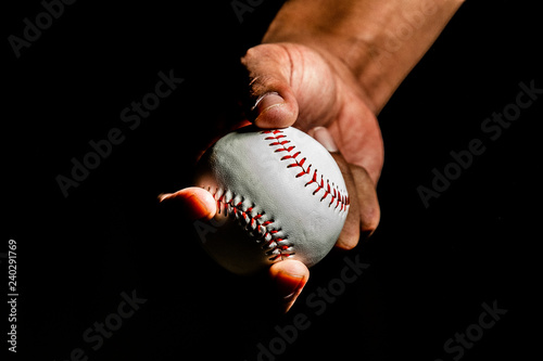 Obraz na plátne Baseball in Pitchers Hand