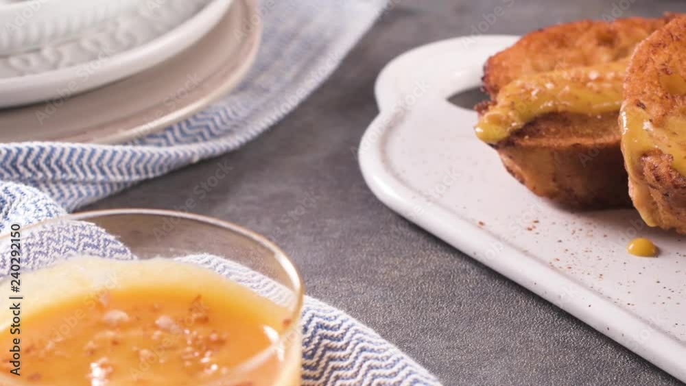 Traditional Christmas Rabanadas. Spanish Torrijas on kitchen countertop. Traditional Christmas Rabanadas. Spanish Torrijas on kitchen countertop.