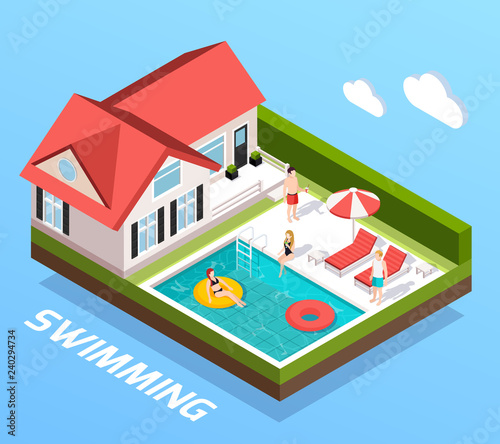 Swimming Pool Isometric Concept
