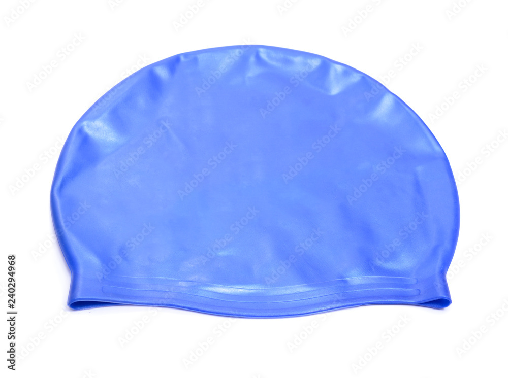 A swimming cap, swim cap or bathing cap isolated on white A swimming cap, swim cap or bathing cap isolated on white