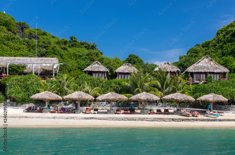 Amazing view on sand beach and resort on Monkey island Amazing view on sand beach and resort on Monkey island