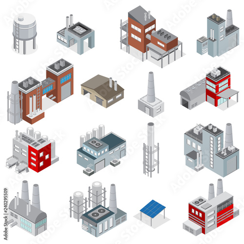Industrial Buildings Isometric Set