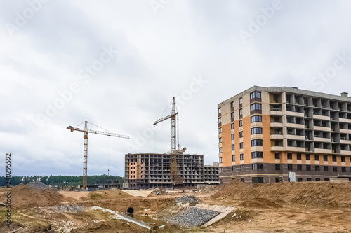 View on residential building construction site