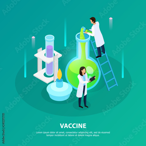 Vaccine Laboratory Experiment Isometric Illustration