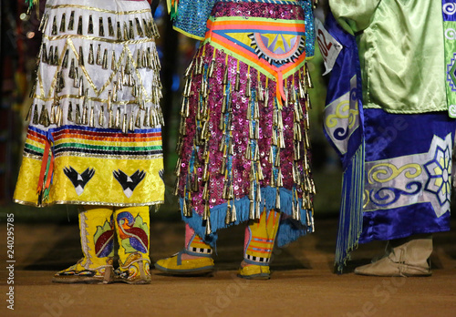Принти на полотні Feathers on costumes at an Indian Pow Wow