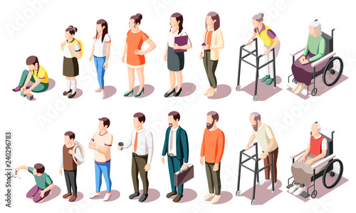 Different Generations Isometric Icons
