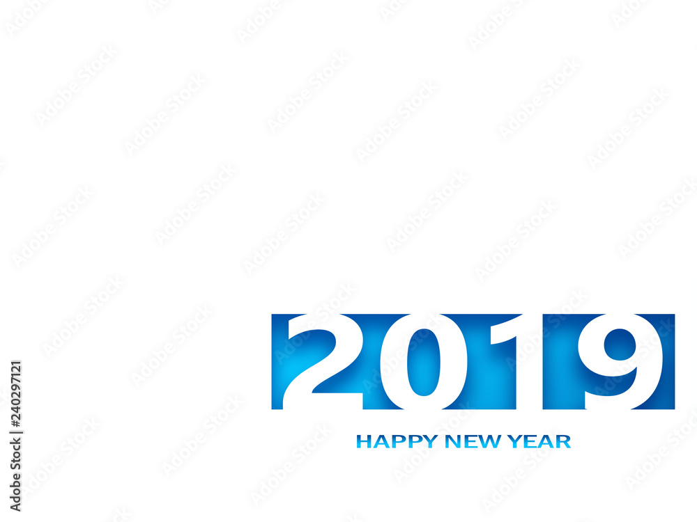 2019 happy new year, abstract design on white paper