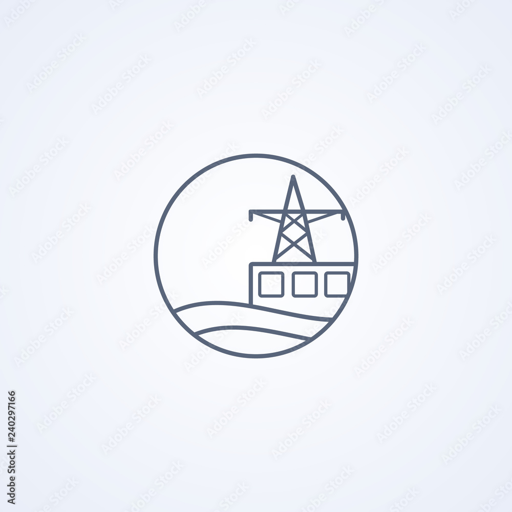 Hydro power station, vector best gray line icon Hydro power station, vector best gray line icon